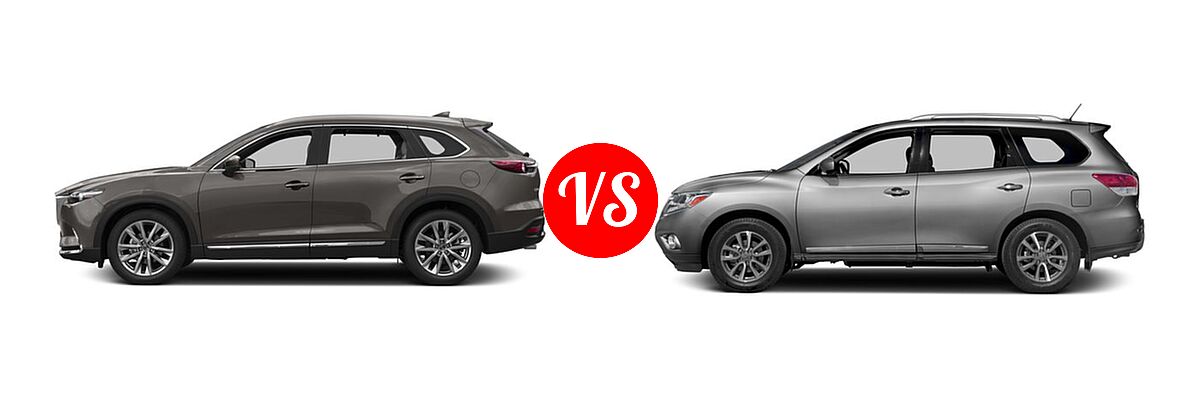 2016 Mazda CX-9 SUV Grand Touring vs. 2016 Nissan Pathfinder SUV Platinum / SL - Side Comparison