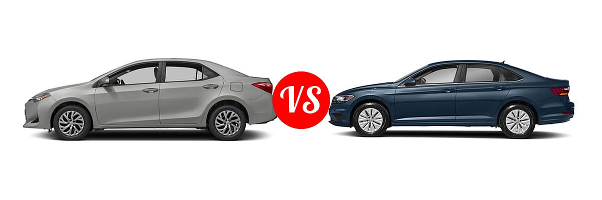 2019 Toyota Corolla Sedan SE / XSE vs. 2019 Volkswagen Jetta Sedan R-Line / S / SE - Side Comparison