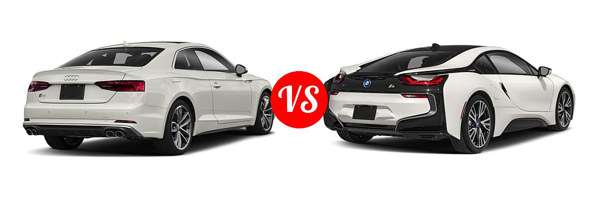 2019 Audi S5 Coupe Premium / Premium Plus / Prestige vs. 2019 BMW i8 Coupe PHEV Coupe - Rear Right Comparison