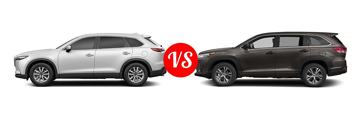 2019 Mazda CX-9 SUV Grand Touring / Touring vs. 2019 Toyota Highlander SUV LE / LE Plus - Side Comparison