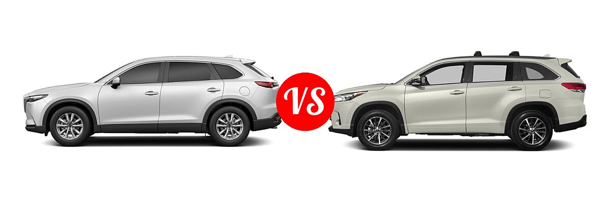 2019 Mazda CX-9 SUV Grand Touring / Touring vs. 2019 Toyota Highlander SUV XLE - Side Comparison