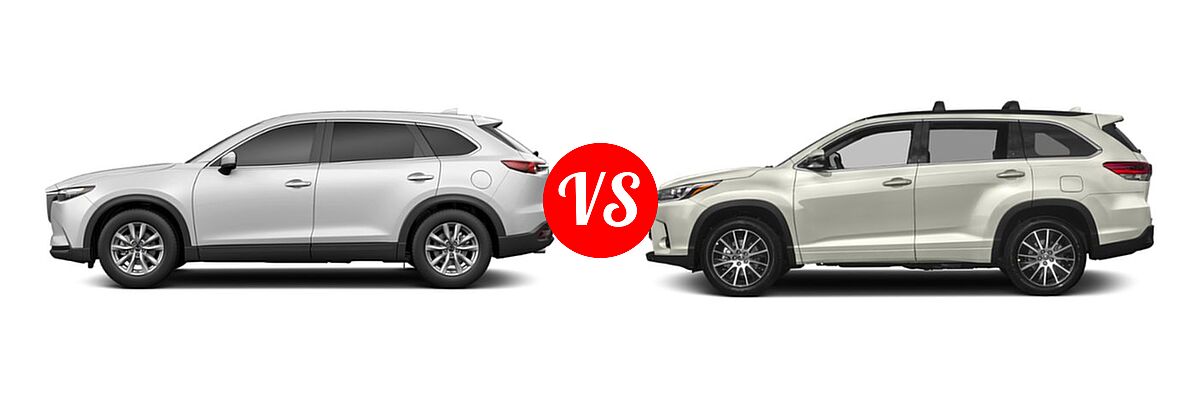 2019 Mazda CX-9 SUV Grand Touring / Touring vs. 2019 Toyota Highlander SUV SE - Side Comparison