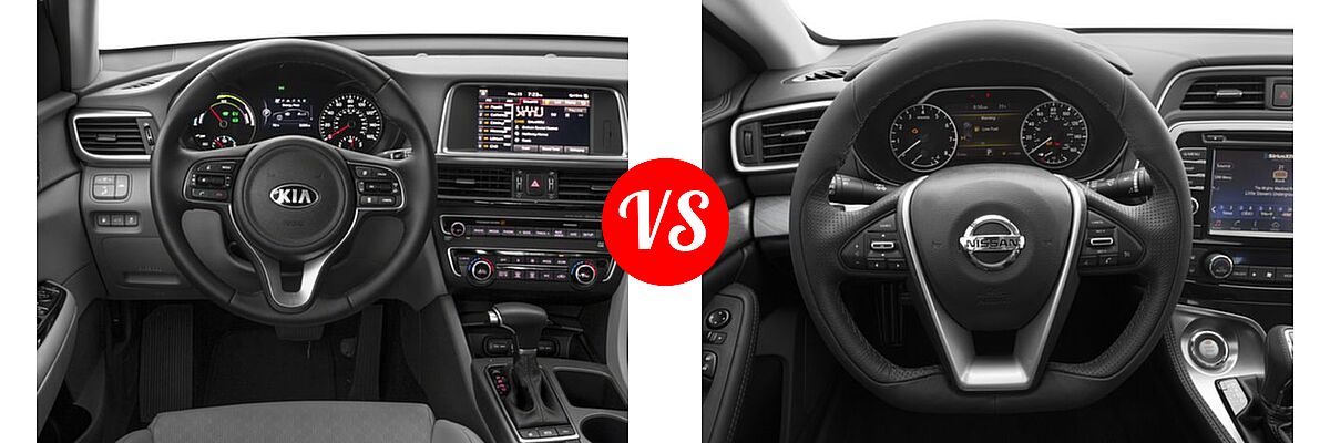 2017 Kia Optima Plug-In Hybrid Sedan EX vs. 2017 Nissan Maxima Sedan S / SV - Dashboard Comparison