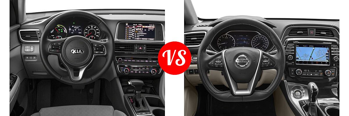 2017 Kia Optima Plug-In Hybrid Sedan EX vs. 2017 Nissan Maxima Sedan Platinum / SL - Dashboard Comparison