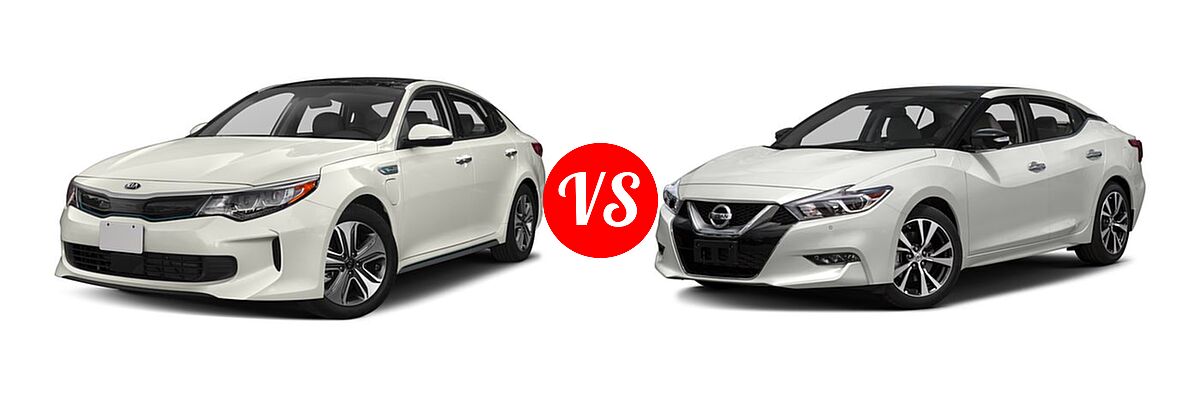 2017 Kia Optima Plug-In Hybrid Sedan EX vs. 2017 Nissan Maxima Sedan Platinum / SL - Front Left Comparison