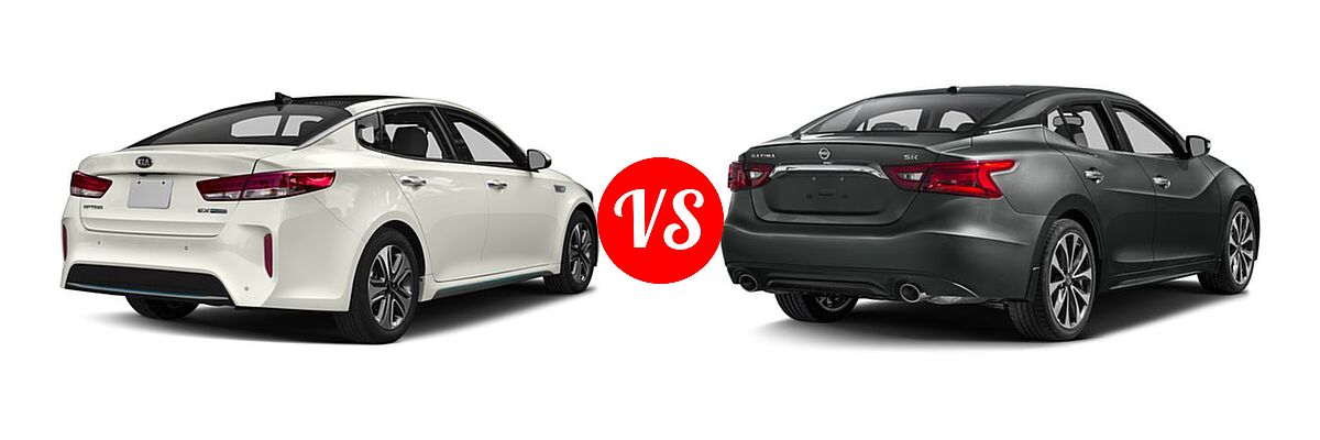 2017 Kia Optima Plug-In Hybrid Sedan EX vs. 2017 Nissan Maxima Sedan SR - Rear Right Comparison