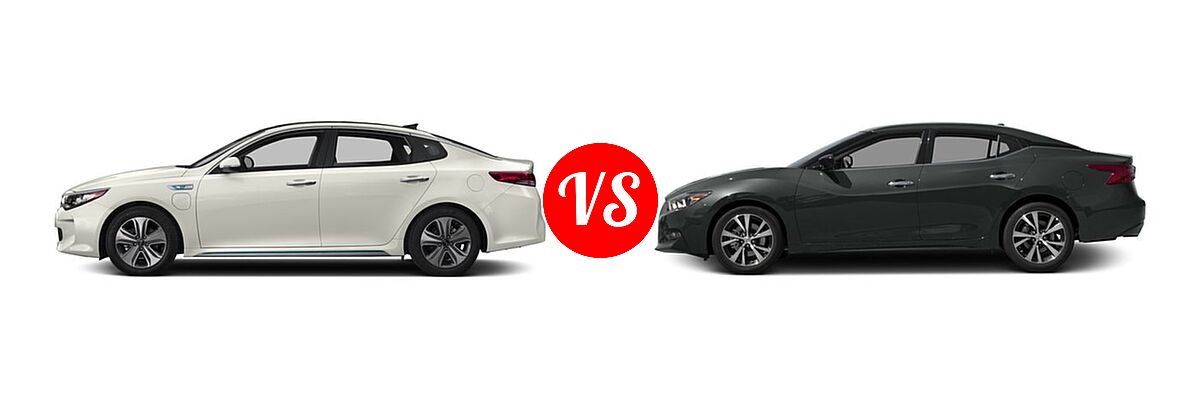 2017 Kia Optima Plug-In Hybrid Sedan EX vs. 2017 Nissan Maxima Sedan S / SV - Side Comparison