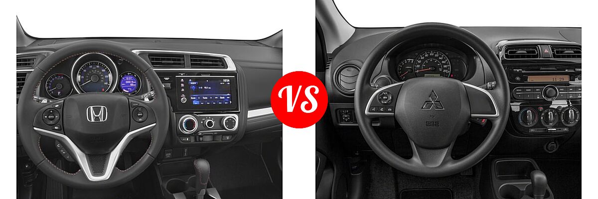 2018 Honda Fit Hatchback Sport vs. 2018 Mitsubishi Mirage Hatchback ES / GT / SE - Dashboard Comparison