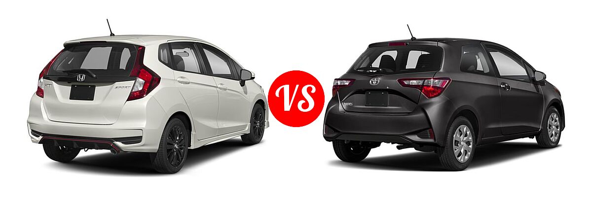 2018 Honda Fit Hatchback Sport vs. 2018 Toyota Yaris Hatchback L / LE - Rear Right Comparison
