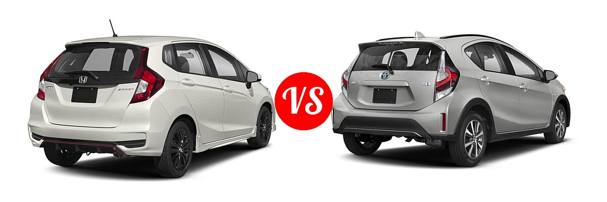 2018 Honda Fit Hatchback Sport vs. 2018 Toyota Prius c Hatchback Four / One / Three / Two - Rear Right Comparison