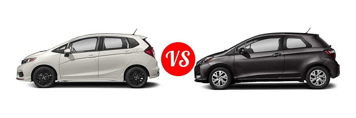 2018 Honda Fit Hatchback Sport vs. 2018 Toyota Yaris Hatchback L / LE - Side Comparison
