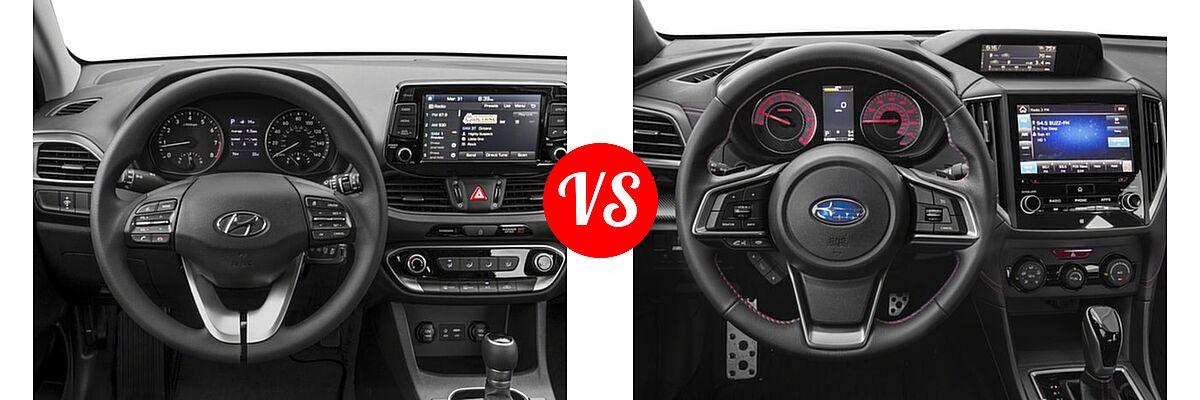 2018 Hyundai Elantra GT Hatchback Auto / Manual / Sport vs. 2018 Subaru Impreza Hatchback Sport - Dashboard Comparison