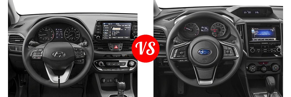 2018 Hyundai Elantra GT Hatchback Auto / Manual / Sport vs. 2018 Subaru Impreza Hatchback 2.0i 5-door Manual / Premium - Dashboard Comparison