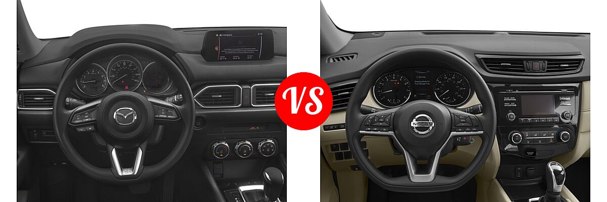 2017 Mazda CX-5 SUV Sport vs. 2017 Nissan Rogue SUV S / SV - Dashboard Comparison