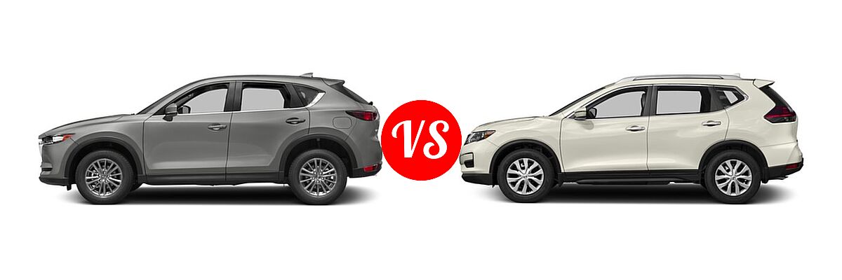 2017 Mazda CX-5 SUV Sport vs. 2017 Nissan Rogue SUV S / SV - Side Comparison