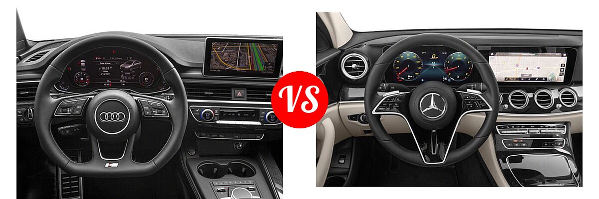 2018 Audi S4 Sedan Premium Plus / Prestige vs. 2022 Mercedes-Benz E-Class Sedan E 350 - Dashboard Comparison