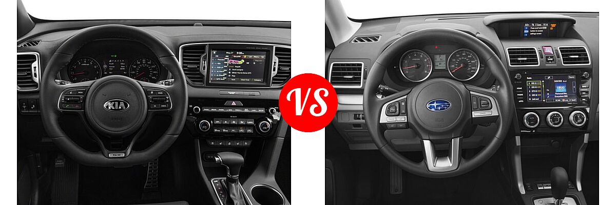 2018 Kia Sportage SUV SX Turbo vs. 2018 Subaru Forester SUV Premium - Dashboard Comparison