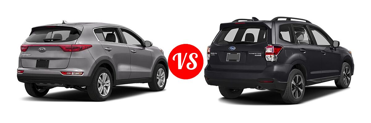 2018 Kia Sportage SUV LX vs. 2018 Subaru Forester SUV Premium - Rear Right Comparison