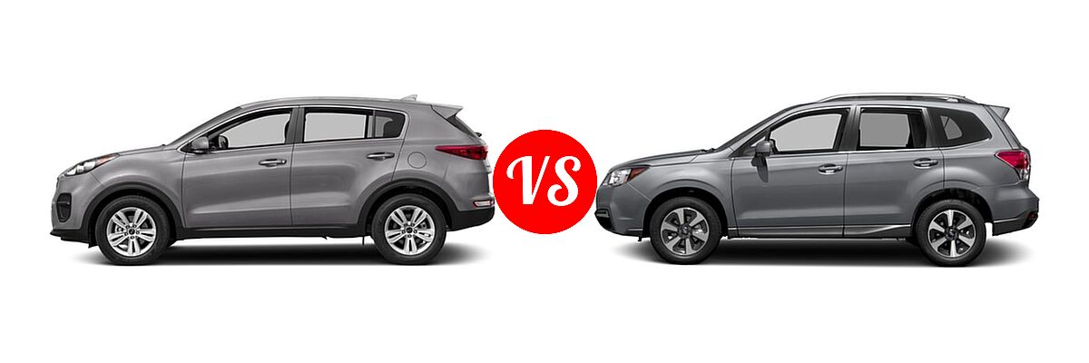 2018 Kia Sportage SUV LX vs. 2018 Subaru Forester SUV Limited - Side Comparison