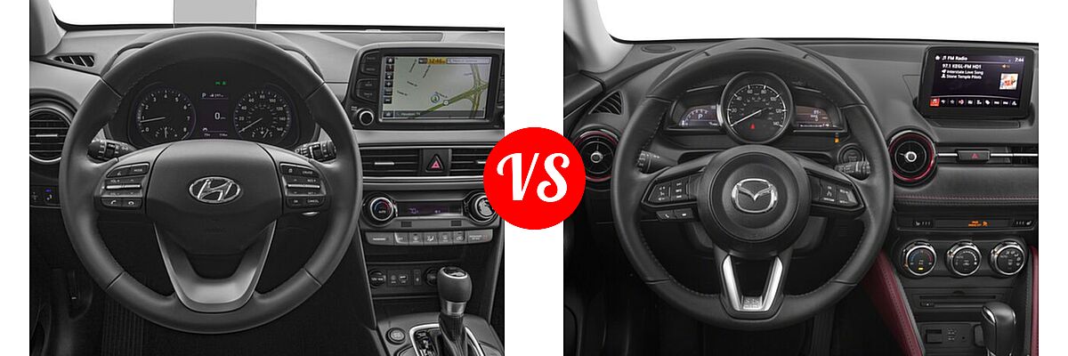 2018 Hyundai Kona SUV Limited / SE / SEL / Ultimate vs. 2018 Mazda CX-3 SUV Touring - Dashboard Comparison