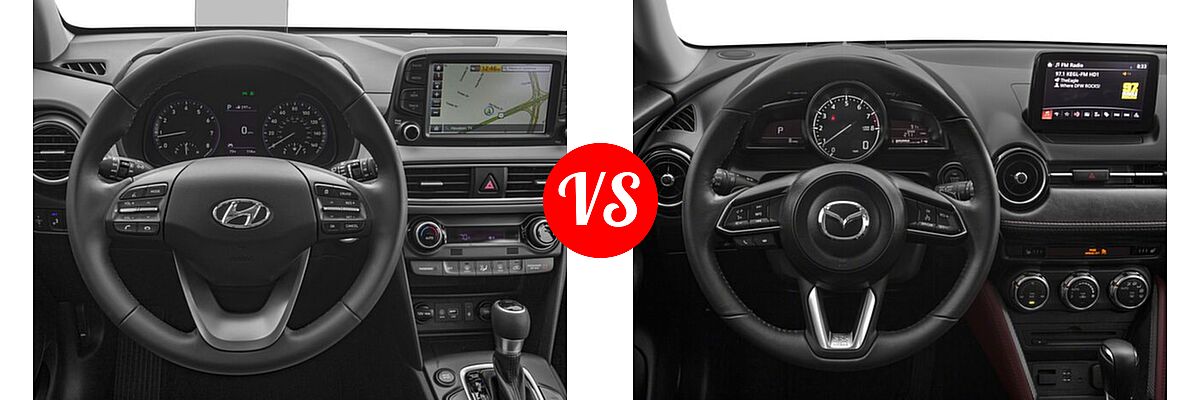 2018 Hyundai Kona SUV Limited / SE / SEL / Ultimate vs. 2018 Mazda CX-3 SUV Grand Touring - Dashboard Comparison