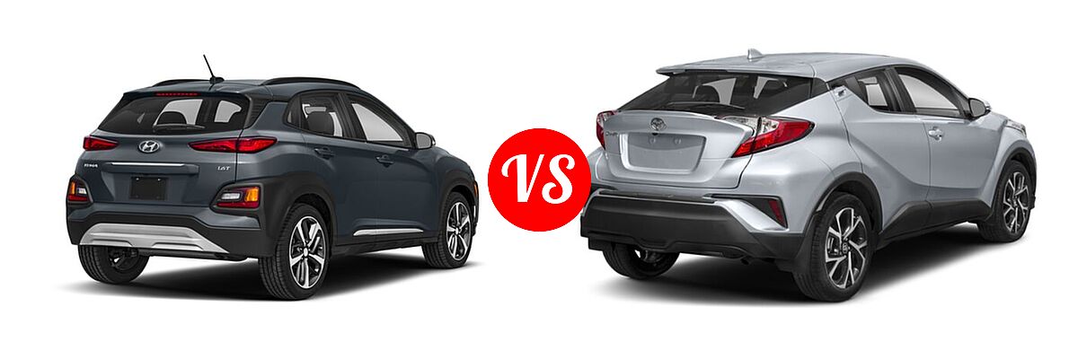 2018 Hyundai Kona SUV Limited / SE / SEL / Ultimate vs. 2018 Toyota C-HR SUV XLE / XLE Premium - Rear Right Comparison