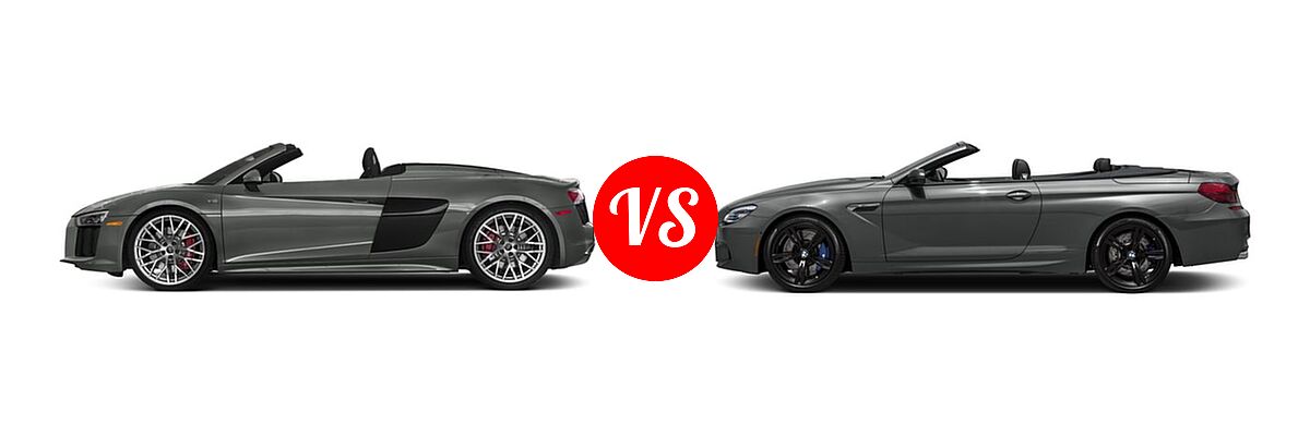 2017 Audi R8 Convertible V10 vs. 2017 BMW M6 Convertible Convertible - Side Comparison