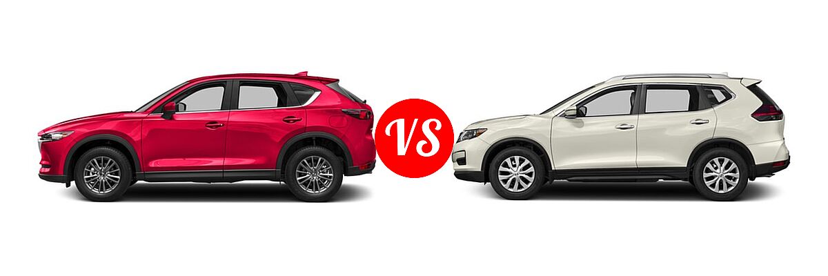 2017 Mazda CX-5 SUV Touring vs. 2017 Nissan Rogue SUV S / SV - Side Comparison