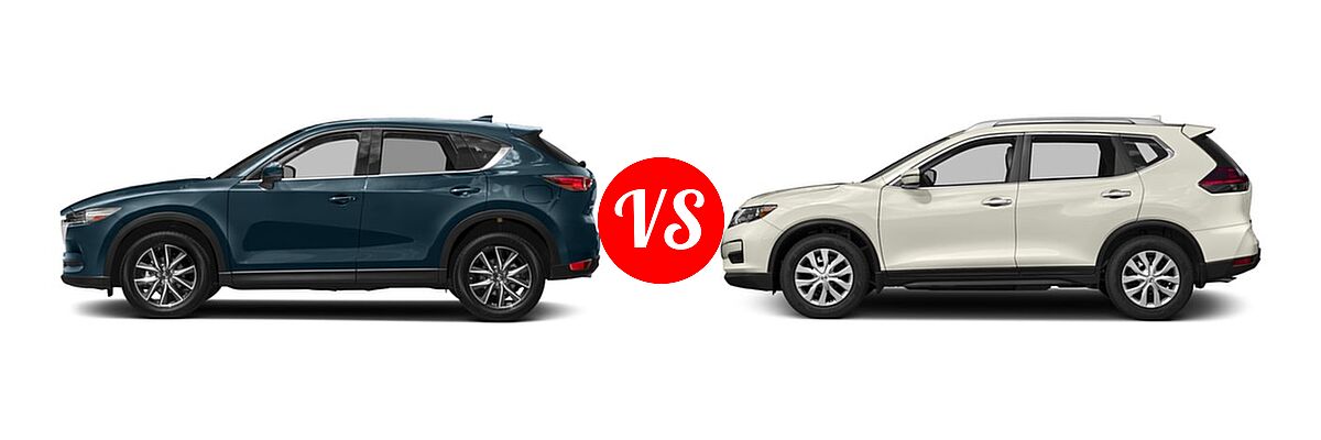 2017 Mazda CX-5 SUV Grand Touring vs. 2017 Nissan Rogue SUV S / SV - Side Comparison