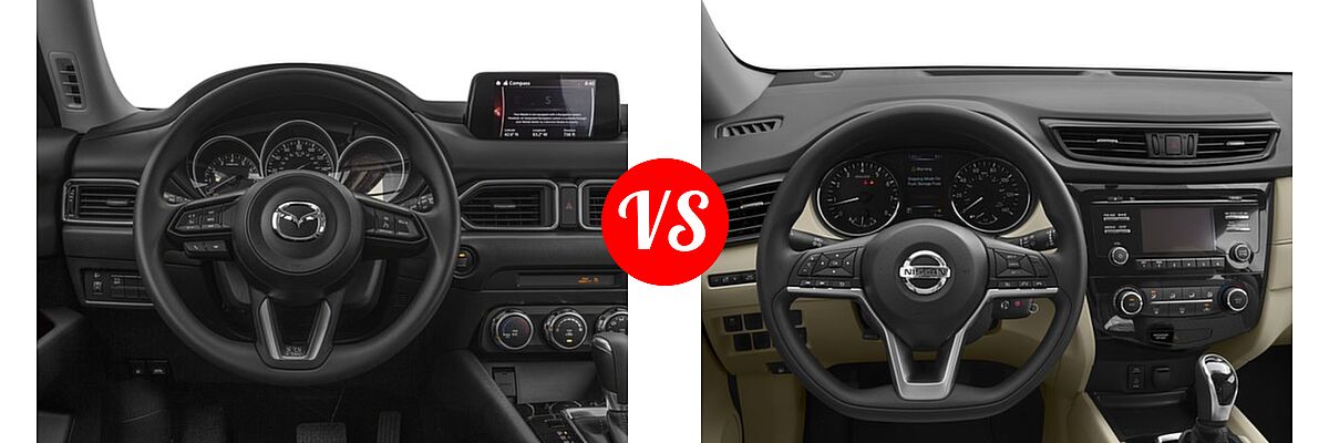 2017 Mazda CX-5 SUV Sport vs. 2017 Nissan Rogue SUV S / SV - Dashboard Comparison