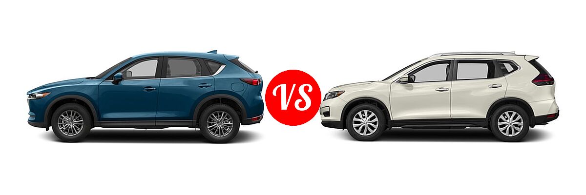 2017 Mazda CX-5 SUV Sport vs. 2017 Nissan Rogue SUV S / SV - Side Comparison