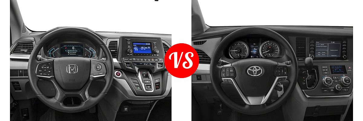 2018 Honda Odyssey Minivan LX vs. 2018 Toyota Sienna Minivan L / LE / LE Auto Access Seat / Limited / Limited Premium / SE / SE Premium / XLE / XLE Auto Access Seat / XLE Premium - Dashboard Comparison