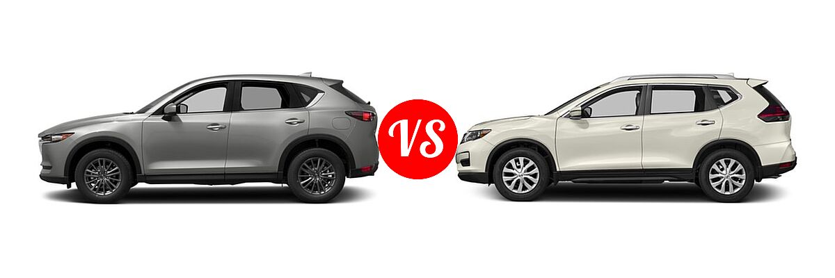2017 Mazda CX-5 SUV Touring vs. 2017 Nissan Rogue SUV S / SV - Side Comparison