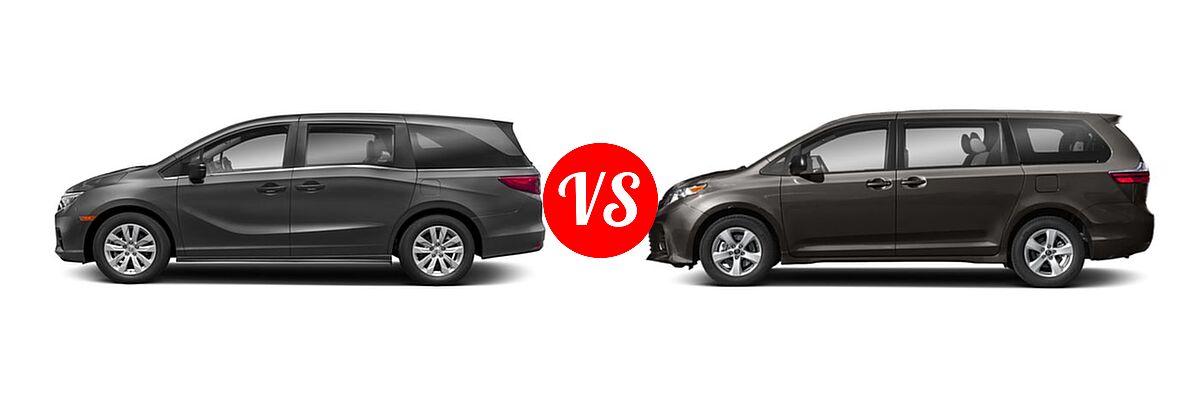 2018 Honda Odyssey Minivan LX vs. 2018 Toyota Sienna Minivan L / LE / LE Auto Access Seat / Limited / Limited Premium / SE / SE Premium / XLE / XLE Auto Access Seat / XLE Premium - Side Comparison