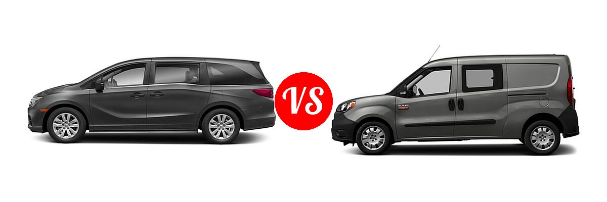 2018 Honda Odyssey Minivan LX vs. 2018 Ram Promaster City Minivan Wagon - Side Comparison