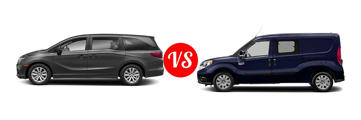 2018 Honda Odyssey Minivan LX vs. 2018 Ram Promaster City Minivan SLT - Side Comparison