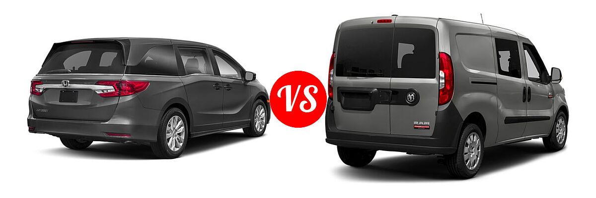2018 Honda Odyssey Minivan LX vs. 2018 Ram Promaster City Minivan Wagon - Rear Right Comparison