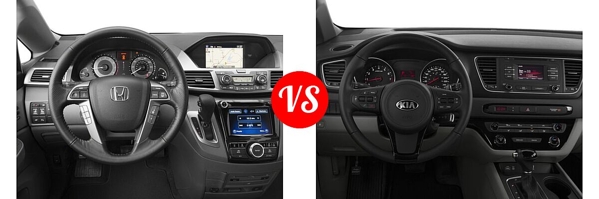 2017 Honda Odyssey Minivan Touring vs. 2017 Kia Sedona Minivan L / LX - Dashboard Comparison