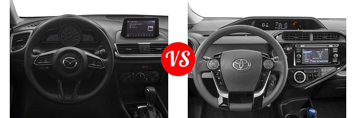 2018 Mazda 3 Hatchback Sport vs. 2018 Toyota Prius c Hatchback Four / One / Three / Two - Dashboard Comparison