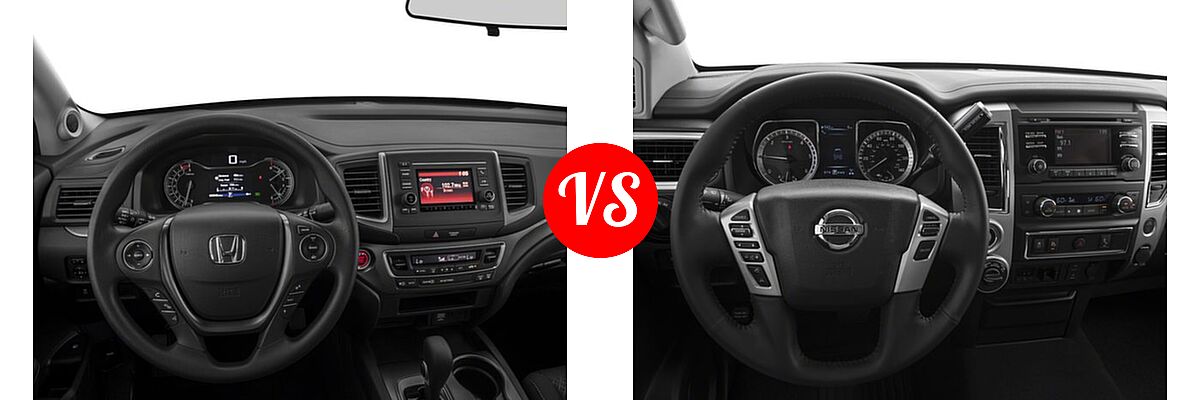 2018 Honda Ridgeline Pickup Sport vs. 2018 Nissan Titan XD Pickup Diesel S / SV - Dashboard Comparison