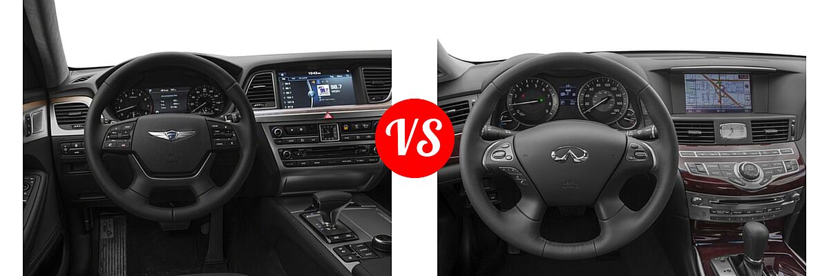 2018 Genesis G80 Sedan 5.0L Ultimate vs. 2018 Infiniti Q70 Sedan Hybrid Hybrid LUXE - Dashboard Comparison