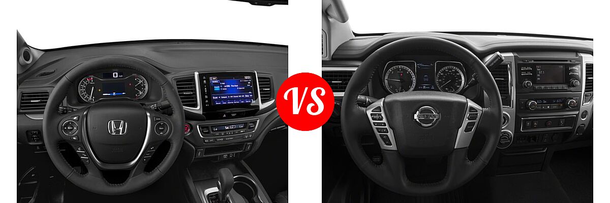 2018 Honda Ridgeline Pickup RTL-T vs. 2018 Nissan Titan XD Pickup Diesel S / SV - Dashboard Comparison
