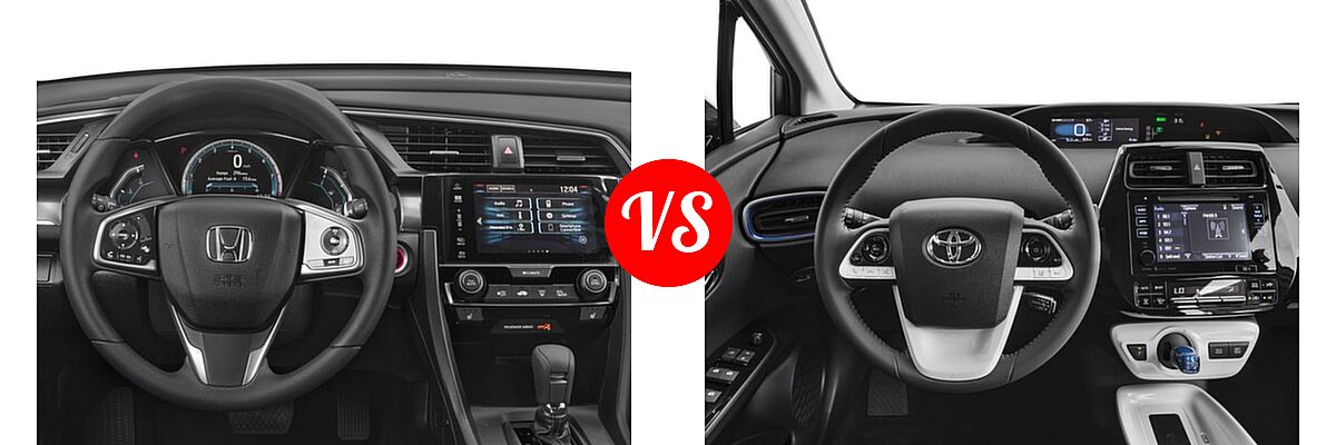 2018 Honda Civic Hatchback EX vs. 2018 Toyota Prius Hatchback Four Touring / Three Touring - Dashboard Comparison