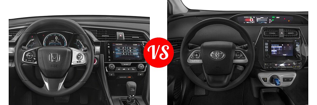 2018 Honda Civic Hatchback EX vs. 2018 Toyota Prius Hatchback Four / One / Three / Two - Dashboard Comparison