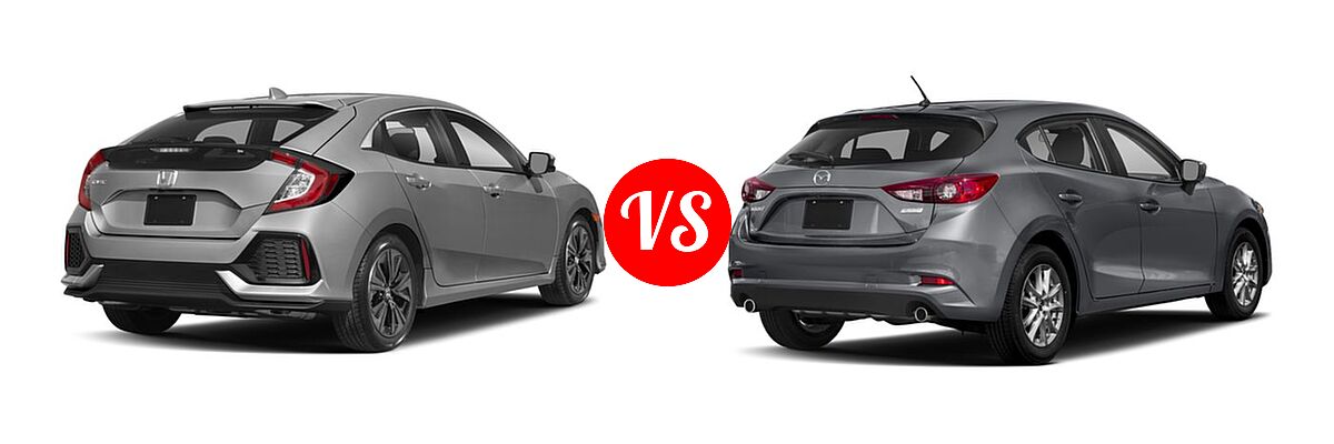2018 Honda Civic Hatchback EX vs. 2018 Mazda 3 Hatchback Sport - Rear Right Comparison