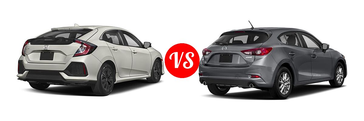 2018 Honda Civic Hatchback EX-L Navi vs. 2018 Mazda 3 Hatchback Sport - Rear Right Comparison