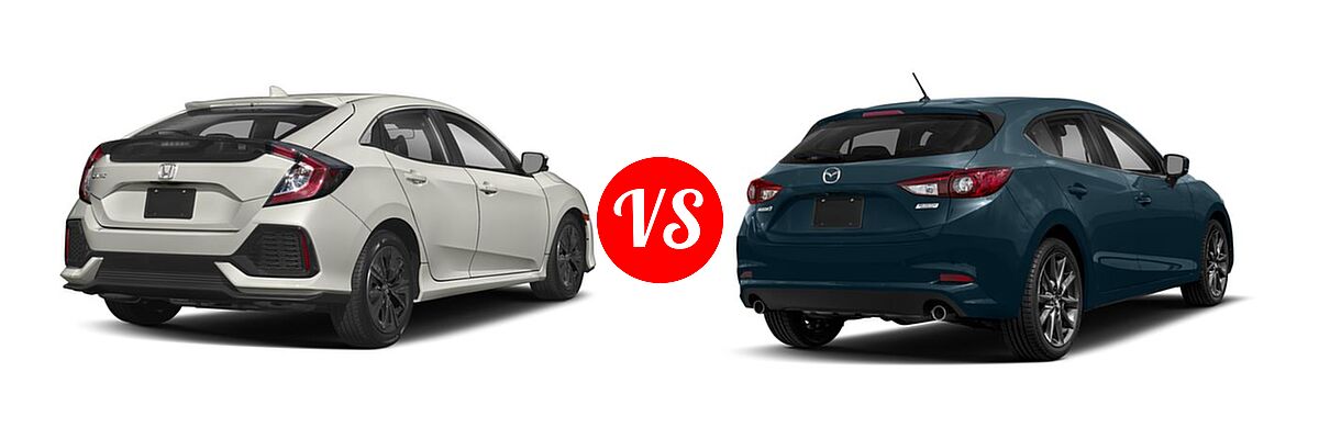 2018 Honda Civic Hatchback EX-L Navi vs. 2018 Mazda 3 Hatchback Touring - Rear Right Comparison