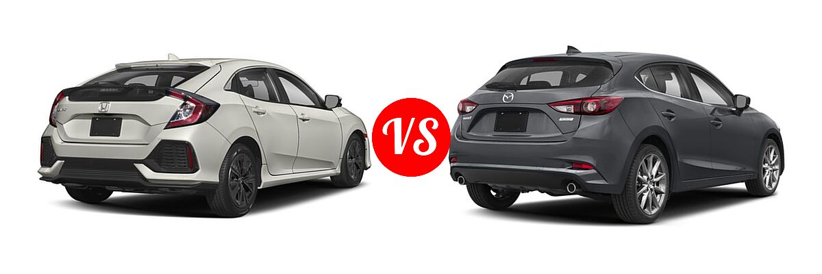 2018 Honda Civic Hatchback EX-L Navi vs. 2018 Mazda 3 Hatchback Grand Touring - Rear Right Comparison