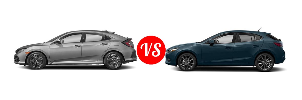 2018 Honda Civic Hatchback EX vs. 2018 Mazda 3 Hatchback Touring - Side Comparison