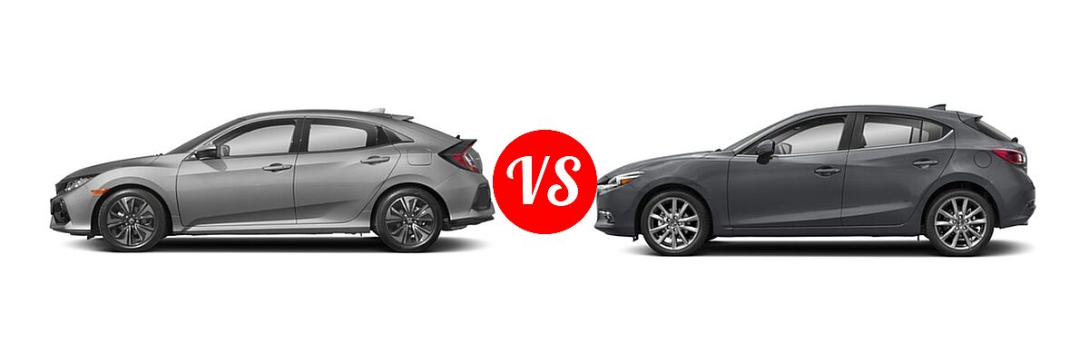 2018 Honda Civic Hatchback EX vs. 2018 Mazda 3 Hatchback Grand Touring - Side Comparison